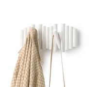Umbra Picket 5 Wall Mounted Coat Hook - Combines Useful and Art - Bevelled Pine Dowels - White