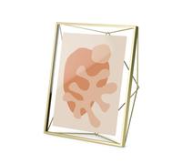 Umbra Prisma 8x10 Picture Frame, Metal Floating Wall or Desk Photo Display for Pictures, Art, Illustrations, and More, Brass