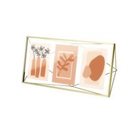 Umbra Prisma Multi 5x7 Picture Frame for Desktop or Wall, Holds Three 5”x7” Photos, Brass
