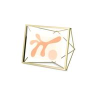 Umbra Prisma Picture Frame, 4 x 6 Photo Display for Desk or Wall, Matt Brass