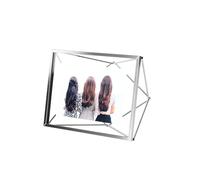 Umbra Prisma Picture Frame, Floating Metal Wall Mount, 4x6, Chrome | Steel wire construction, unique geometric shape, displays photo between glass, desk or tabletop use, hardware included