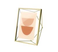Umbra Prisma 5x7 Picture Frame, Floating Wall or Desk Photo Display for Pictures, Art, Illustrations, Graphic Text & More, Metal, Matte Brass