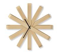 Umbra Ribbonwood Large Modern 20.25" Wall Clock, Silent Non Ticking Battery Operated Quartz Movement, Natural Wood