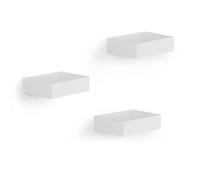 Umbra Showcase Shelves Set Gallery Display, Floating Wall Shelf for Small Objects and More, Set of 3, White, 10.5 X 7.8 X 3 cm