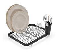 Umbra Sinkin Dish Drying Rack- Kitchen Sink Caddy with Removable Cutlery Holder, Fits In Sink or on Countertop, Smoke/Nickel