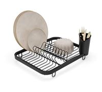 Umbra Sinkin Dish Drying Rack - Drainer Caddy with Removable Cutlery Holder - Use In Sink or On Counter, Standard, Black