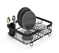 Umbra Sinkin Dish Drying Rack, in Sink or on Counter Drainer, Black | Durable steel wire frame, rubber coated feet, low profile design, plastic base