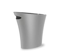 Umbra Skinny Waste Bin - Sleek, Stylish and Small Bathroom Trash Bin Wastebasket for Narrow Spaces at Home or Office, 7.5L Capacity, Silver