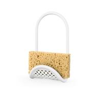 Umbra Sling Flexible Sink Caddy, Elastic Non-Slip Sponge Holder, White | Rubber material, perforated base for drainage, prevents moisture buildup, fits faucet necks, easy rinse clean