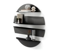 Umbra Solis Wall Shelves, Round Metal Shelf with 4 Separate Shelves for Books, Candles, Picture Frames and More, Set of 4, Black