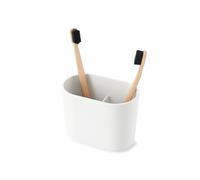 Umbra Step White Toothbrush Holder and Toothpaste Organizer - Modern Bathroom Dental Storage Organizer Holders Stand Rack With Multi-Functional 3