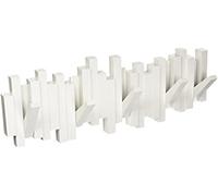 Umbra Sticks Multi Rack Modern, Unique, Space-Saving Hanger with 5 Flip-Down Hooks for Hanging Coats, Scarfs, Purses and More, White