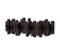 Umbra Sticks Multi Rack ? Modern, Unique, Space-Saving Hanger with 5 Flip-Down Hooks for Hanging Coats, Scarves, Purses and More, Espresso, 19-1/2" x