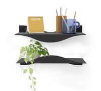 Umbra Surf Wall Shelves, Floating Metal for Wall Storage, Set of 2, Black