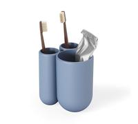 Umbra Touch Toothbrush Holder - Modern Organizer with 3 Compartments for Bathroom Storage, Slate Blue