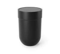 Umbra Touch Waste Can, Small 1.6 Gallon Trash Can with Lid, Swing Lid Waste Basket, Garbage Can with Lid for Washroom/Bathroom, Soft Touch, Black