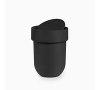 Umbra Touch Waste Can, Small 1.6 Gallon Trash Can with Lid, Swing Lid Waste Basket, Garbage Can with Lid for Washroom/Bathroom, Soft Touch, Black