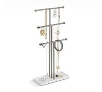 Umbra Trigem Jewellery Tree - Extra Tall Jewellery Stand for Chains, Metal, White/Nickel, 23x10x48 cm