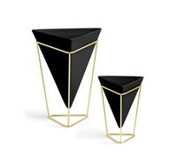 Umbra Trigg Desktop Planter Vase & Geometric Ceramic Container - Great For Succulent Plants, Air Plant, Mini Cactus, Faux Plants and More, Set of 2,