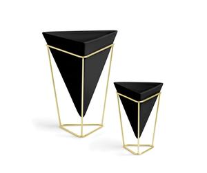 Umbra Trigg Desktop Planter Vase & Geometric Ceramic Container - Great For Succulent Plants, Air Plant, Mini Cactus, Faux Plants and More, Set of 2,