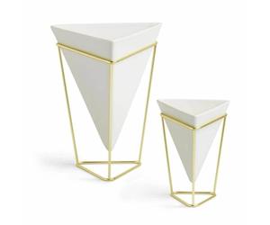 Umbra - Trigg Table Top Vessel Set - White/Brass