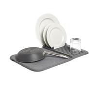 Umbra Udry Dish Drying Rack, Folding Dish Drainer Mat, Mini, Dark Grey | Absorbent microfiber base, removable tray, dishwasher safe, compact storage, BPA-free plastic