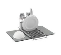 Umbra Udry Dish Rack and Microfiber Drying Mat - Space-Saving Design Folds Up for Easy Storage, Over-Sink Rack, Gray