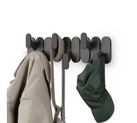 Umbra Tempo Wall Hook - Modern 6-Hook Coat & Towel Rack, Recycled ABS/Wood Fiber, Black, Easy Mount Entryway Organizer