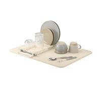 Umbra UDry Dish Drying Rack and Microfiber Dish drying Mat - Space-Saving Lightweight Design Folds Up for Easy Storage, 24 x 18 inches, Linen, Leinen