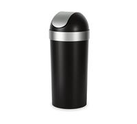 Umbra Venti 16-Gallon Swing Top Kitchen Trash Can - Large, 35-inch Tall Garbage Can for Indoor, Outdoor or Commercial Use, Black/Nickel