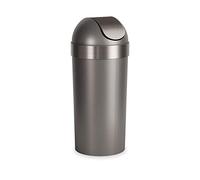 Umbra Venti 16-Gallon Swing Top Kitchen Trash Can - Large, 35-inch Tall Garbage Can for Indoor, Outdoor or Commercial Use, Pewter