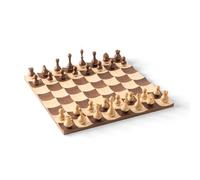 Umbra Wobble Chess Set Game - Fun, Wobbling Pieces Play On Real Walnut and Maple Wood Board - A Design for a Classic - Measures 15" x 15" x 1" (38 x 38 x 3 cm)