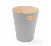 Umbra Woodrow 2 Gallon Modern Wooden Trash Can, Wastebasket, Garbage Can or Recycling Bin for Home or Office, Grey