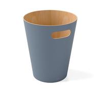 Umbra Woodrow 2 Gallon Modern Wooden Trash Can, Wastebasket, Garbage Can or Recycling Bin for Home or Office, Slate Blue