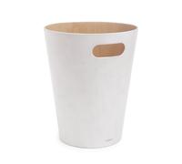 Umbra Woodrow 2-Gallon Modern Wooden Trash Can Wastebasket, Attractive Bin for Garbage or Recycling, Suitable for Home or Office, White/Natural