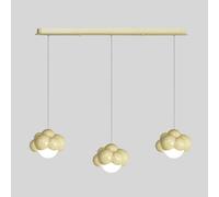 Umbratica 3-head Cloud-shaped Chandeliers, Beige Resin Pendant Light with White Spherical Shade, Modern LED Hanging Lamp - 15W - 3 Color Modes, Anti-vertigo Dining Room Suspension Lamps