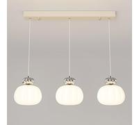 Umbratica 3-head Spherical Chandelier, Long Plate Metal Pendant Light with White Acrylic Shade, G9 Lighting Fixtures, Creative Pumpkin Shaped Hanging Lamp, Modern Simple Suspension Lamps