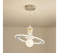 Umbratica 72W Nordic Cartoon Astronaut Boy Girl's Room Pendant Light Fixture Modern Minimalist Milky White Glass Kids Hanging Lamp Mid Century Ring Bedroom Large Chandelier For Nursery Kindergartens