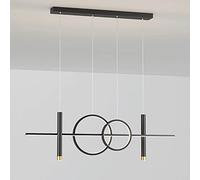 Umbratica Geometric Linear Pendant Light, Metal Long Tube Hanging Lamp with Silicone Lamp Shade, Black Strip Suspension Lamps, Modern LED Chandelier, Restaurant Lighting Atmosphere Lights