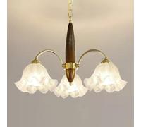 Umbratica Glass Floral Chandelier Sputnik Vintage Flower Antique Gold Farmhouse Semi Flush Mount Ceiling Light Wood Kitchen Island Pendant For Living Room Dining Table Bedroom