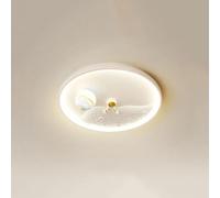 Umbratica Minimalist Cartoon Astronaut Kid Room Flush Mount Ceiling Light Fixture Modern Nordic White Planet Round Bedroom Ceiling Lamp Round Children's Room Chandelier For Boy Girl's Room Baby Rooms