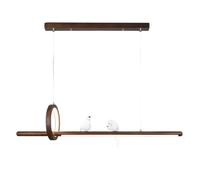 Umbratica Modern Farmhouse Linear Chandelier Wood Rustic Light for Dining Room Table Nordic Bird Long Strip Dimmable Led Ceiling Hanging Lamp Fixtures for Kitchen Island Restaurant Cbar/Walnut Color