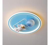 Umbratica Nordic Cartoon Astronaut Kids Flush Mount Ceiling Light Fixture Modern Creativity Blue Planet Bedroom Close To Ceiling Lamp Mid Century Nursery Chandelier For Kindergarten Boy's Room