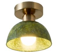 Umbratica Retro Natural Jade Semi Flush Mount Hallway Ceiling Light Nordic Creativity Green Kitchen Ceiling Lamp Mid Century Modern Minimalist Aisle Chandelier For Balcony Stairs Entrance Living Room