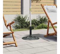 Umbrella Base Cast Iron Black & Green 48cm Diameter 12kg Decorative Scrollwork