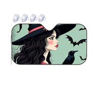 Umbrella Car Shade Front Windshield Witch With Black Hat And Bats Car Windshield Sunshade Sunshade For Car Windshield Car Shade(76x140cm)