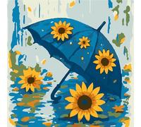 Umbrella DIY Paint By Numbers Kit on Canvas 20x20cm with Frame Paint by Numbers Kits Drawing Paintwork for Beginners Adults Gift Home Wall Decor