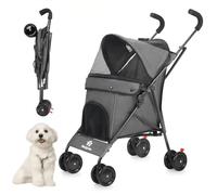 Umbrella Dog Strollers, Pet Pushchairs for Small/Medium Dogs and Cats, Puppy Stroller with Breathable Mesh, 4 Wheels with Universal Front Wheels, Lightweight Carts for Outdoor Travel (Dark Grey)