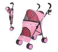 Umbrella Dog Strollers, Pet Pushchairs for Small/Medium Dogs and Cats, Puppy Stroller with Breathable Mesh, 4 Wheels with Universal Front Wheels, Lightweight Carts for Outdoor Travel (Pink)