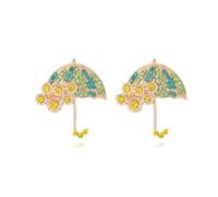 Umbrella Earrings, Colorful Umbrella Dangle Earrings for Women, Bohemian Flower Umbrella Vacation Earrings for Ladies, Cute Floral Umbrella Statement Earrings Summer Boho Jewelry, Zinc, Cubic Zirconia